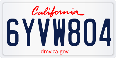 CA license plate 6YVW804