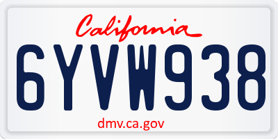 CA license plate 6YVW938
