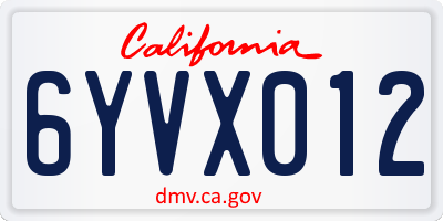 CA license plate 6YVX012
