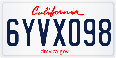 CA license plate 6YVX098