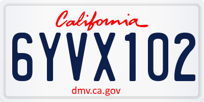 CA license plate 6YVX102