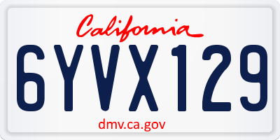 CA license plate 6YVX129