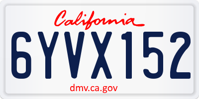 CA license plate 6YVX152