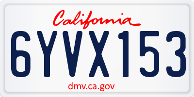 CA license plate 6YVX153