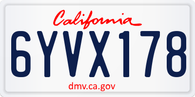 CA license plate 6YVX178