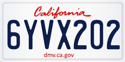 CA license plate 6YVX202
