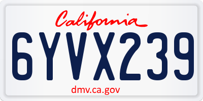 CA license plate 6YVX239