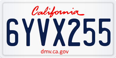 CA license plate 6YVX255