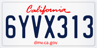 CA license plate 6YVX313