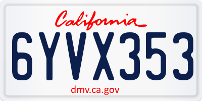 CA license plate 6YVX353