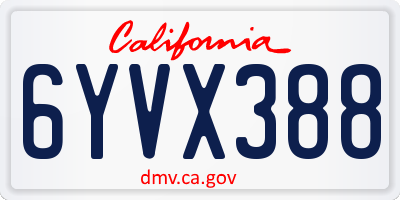 CA license plate 6YVX388