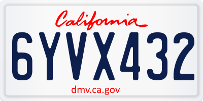 CA license plate 6YVX432