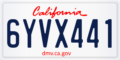 CA license plate 6YVX441