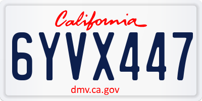 CA license plate 6YVX447