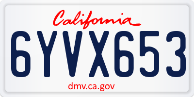 CA license plate 6YVX653