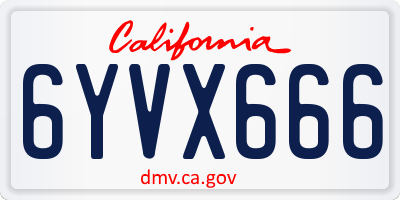 CA license plate 6YVX666