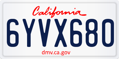 CA license plate 6YVX680