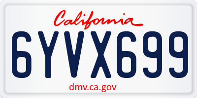 CA license plate 6YVX699