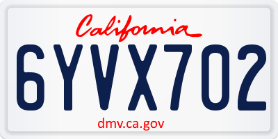 CA license plate 6YVX702
