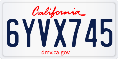 CA license plate 6YVX745
