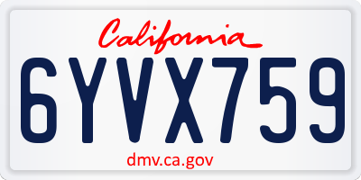 CA license plate 6YVX759