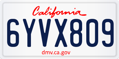 CA license plate 6YVX809
