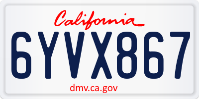 CA license plate 6YVX867
