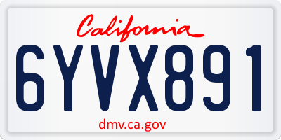 CA license plate 6YVX891