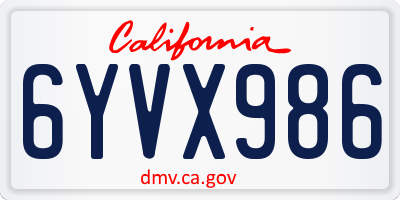 CA license plate 6YVX986