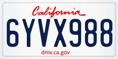 CA license plate 6YVX988