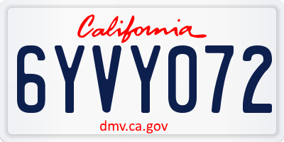 CA license plate 6YVY072