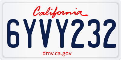 CA license plate 6YVY232