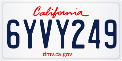 CA license plate 6YVY249