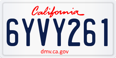 CA license plate 6YVY261
