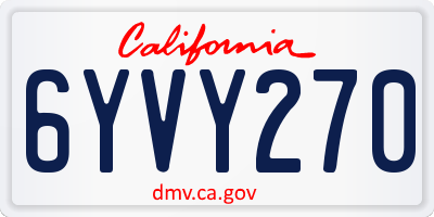 CA license plate 6YVY270