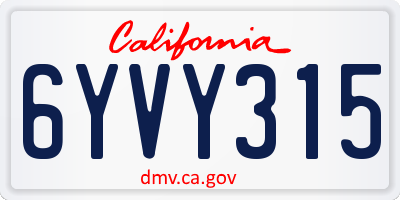 CA license plate 6YVY315
