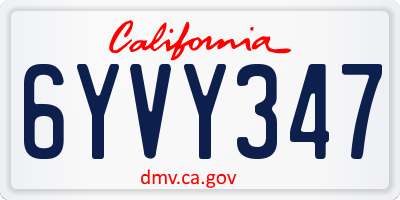 CA license plate 6YVY347