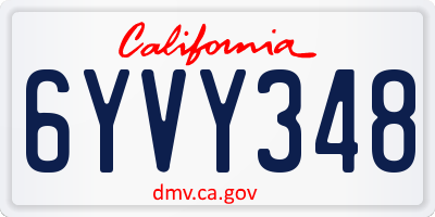 CA license plate 6YVY348