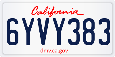 CA license plate 6YVY383