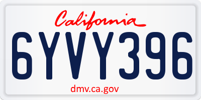 CA license plate 6YVY396