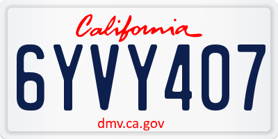 CA license plate 6YVY407