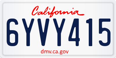 CA license plate 6YVY415