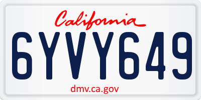 CA license plate 6YVY649