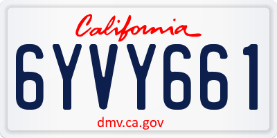 CA license plate 6YVY661