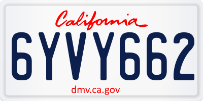 CA license plate 6YVY662