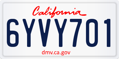 CA license plate 6YVY701