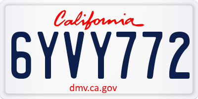 CA license plate 6YVY772