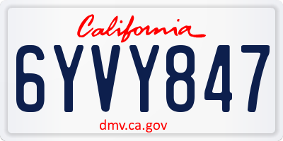 CA license plate 6YVY847