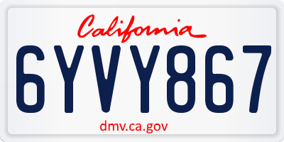 CA license plate 6YVY867