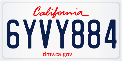 CA license plate 6YVY884